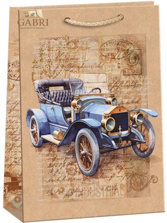 ARGUS Taška dárková auto veterán 31x42x12cm papírová natur Eco Friendly