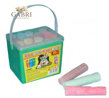 Křídy chodníkové barevné kulaté Set 20ks 6 barev v plastové dóze na chodník