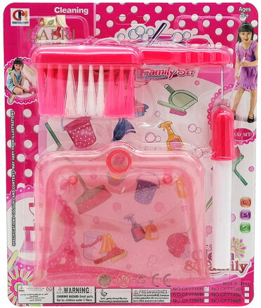 Uklízečka dětský holčičí uklízecí set lopatka se smetákem na kartě plast