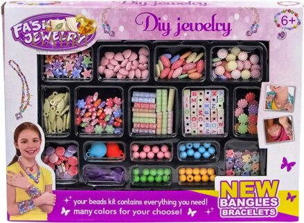 Korálky ethno navlékací kreativní set s přívěsky výroba dětská bižuterie