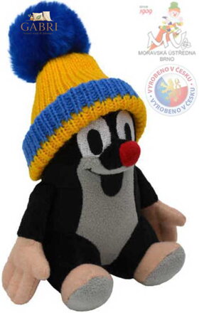 MORAVSKÁ ÚSTŘEDNA Krtek 12 cm sedící kulich modrý *PLYŠOVÉ HRAČKY*