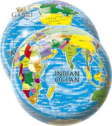 Míč mapa světa s potiskem Zeměkoule 23cm globus