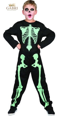 KARNEVAL Šaty kostra svítící ve tmě vel.M (120-130 cm) 5-9 let KOSTÝM