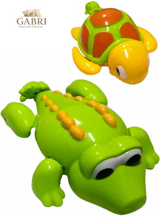 Krokodýl / želva 14cm baby zvířátko natahovací do vody pro miminko 2 druhy