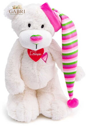 LUMPIN PLYŠ Medvídek Theo 35cm bílý s čepičkou *PLYŠOVÉ HRAČKY*