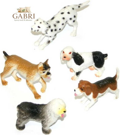 Pejsek větší sada 5ks plastové zvířátko 5-8cm v sáčku