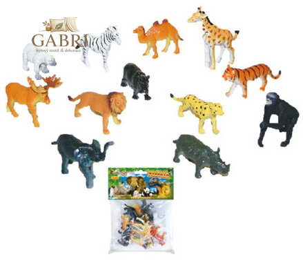 Zvířata divoká Safari 7cm plastové figurky zvířátka set 12ks v sáčku