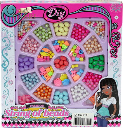 Korálky navlékací kreativní set s přívěsky výroba dětská bižuterie