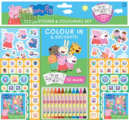 JIRI MODELS Samolepkový set s omalovánkami a voskovkami Peppa Pig