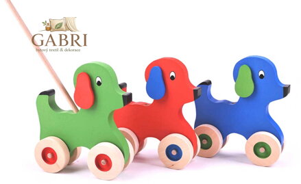 CEEDA DŘEVO Pejsek jezdík na tyči 3 barvy *DŘEVĚNÉ HRAČKY*