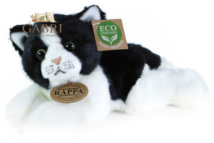 PLYŠ Kočka černo-bílá 23cm ležící Eco-Friendly *PLYŠOVÉ HRAČKY*