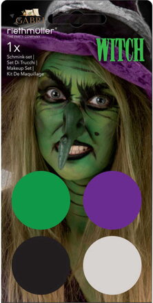 Make-up čarodějnice set 4 obličejové barvy + štětec malování na obličej