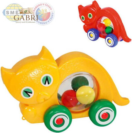 SMĚR Kočka baby na kolečkách s míčky 2 barvy PLAST