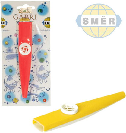 SMĚR KAZOO plastový foukací hudební nástroj 12cm 3 barvy