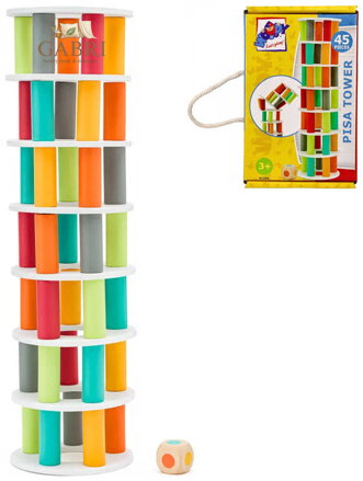 WOODY DŘEVO Hra balanční Pisa věž 45 dílků stavebnice *DŘEVĚNÉ HRAČKY*