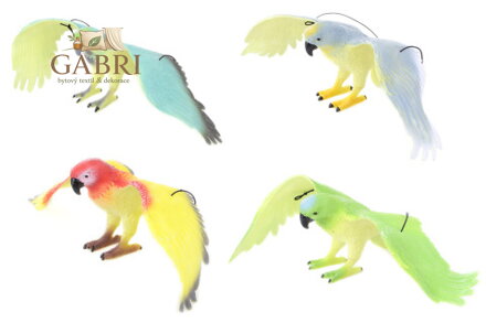 Papoušek na gumě 33cm 4 barvy