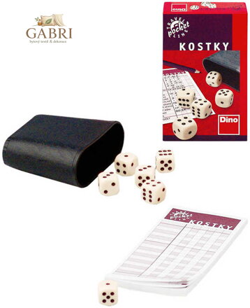 DINO Hra Kostky cestovní set 6ks s kelímkem a bločkem *SPOLEČENSKÉ HRY*