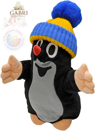 MORAVSKÁ ÚSTŘEDNA Krtek (Krteček) maňásek 28cm modro-žlutý kulich PLYŠ