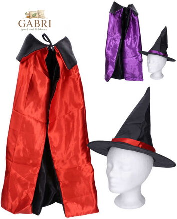 KARNEVAL Klobouk čarodějnický set s pláštěm 2 barvy *KARNEVALOVÝ DOPLNĚK*