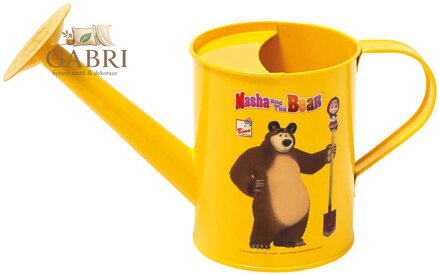 BINO Konvička dětská zahradní Máša a medvěd 25cm žlutá plechová