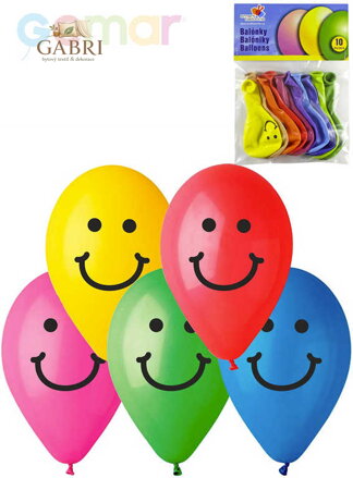 GEMAR Balónky nafukovací 26cm Pastelové barevné potisk SMILE set 10ks