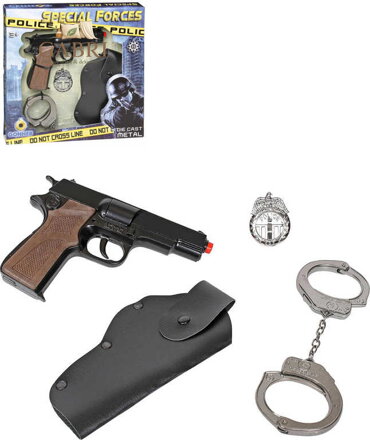 Policejní kovová sada specální jednotky s pistolí kapslovkou na 8 ran