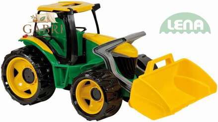 LENA Traktor plastový se lžící zeleno - žlutý 62 cm na písek