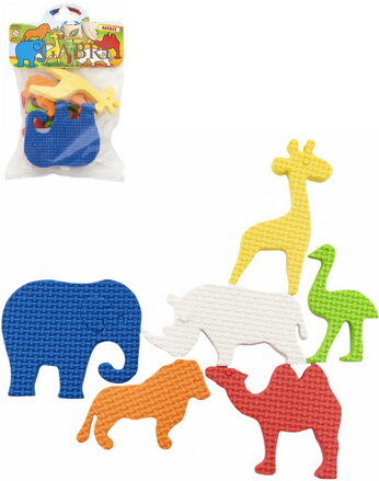 Vodolepky pěnové ZOO safari zvířátka set 6ks na koupání do vany v sáčku