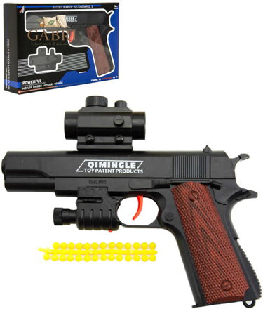 Pistole dětská 20cm na měkké kuličky set se soft náboji na baterie Světlo