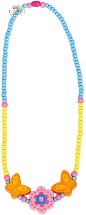 BINO DŘEVO Náhrdelník růžový korálky kytička *DŘEVĚNÉ HRAČKY*