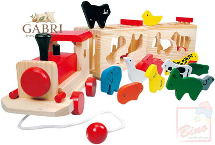 BINO DŘEVO Vlak se zvířatky vládačka ZOOTRE * DŘEVĚNÉ HRAČKY *