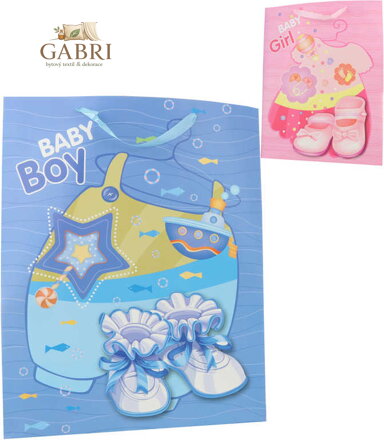 Taška dětská dárková velká 43x55cm baby motiv 2 druhy