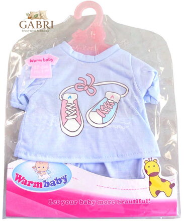 Oblečení pro panenky 42cm set modré triko a kalhoty na ramínku v sáčku