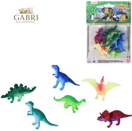 Zvířata dinosauři plastové figurky barevná zvířátka set 6ks blistr