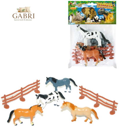 Koník plastový 4ks set s ohradou 2ks v sáčku