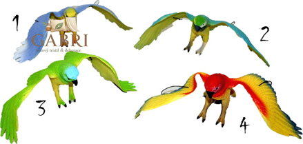 Papoušek barevny pískající gumový (ptáček na zavěšení na gumě)