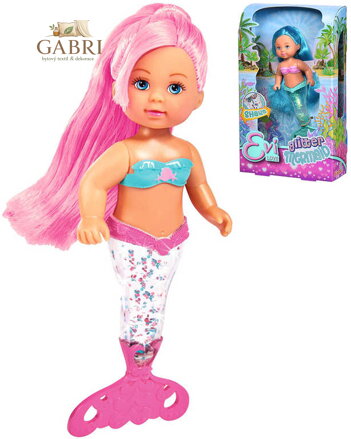 SIMBA Panenka Evička 14cm mořská víla třpytková průhledná ploutev 3 barvy
