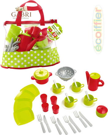 ECOIFFIER Dětská sada nádobí set kuchyňský čajový servis v igelitové tašce