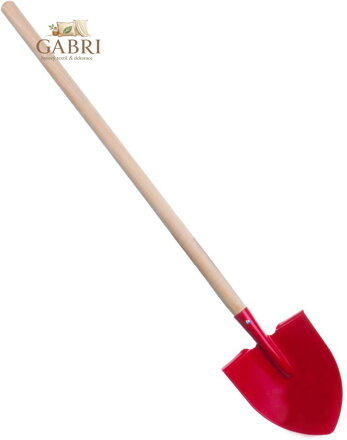 DŘEVO Dětské nářadí pracovní s násadou 80cm kovový rýč špičatý červený