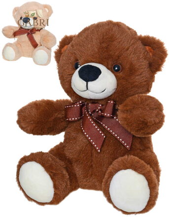 PLYŠ Medvěd s mašlí 20cm sedící na baterie 2 barvy Zvuk *PLYŠOVÉ HRAČKY*