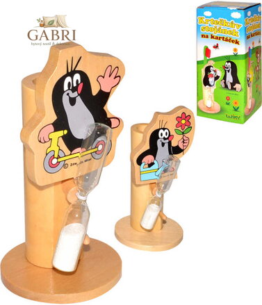 KRTEK (Krteček) Stojánek na kartáček s přesýpacími hodinami 4 druhy DŘEVO