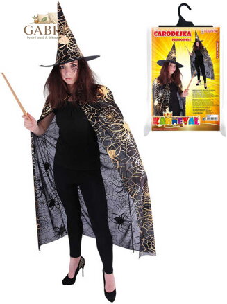 KARNEVAL Set plášť čarodějnický + klobouk pavučina dospělý KOSTÝM