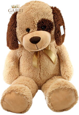 PLYŠ Pes béžový sedící 90cm s flíčkem *PLYŠOVÉ HRAČKY*