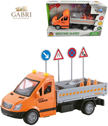 Auto pracovní set s dopravními značkami na setrvačník na baterie Světlo Zvuk