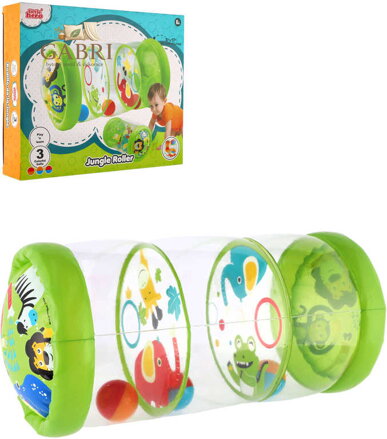 Válec baby nafukovací transparentní 43x20cm edukační set se 3 míčky pro miminko