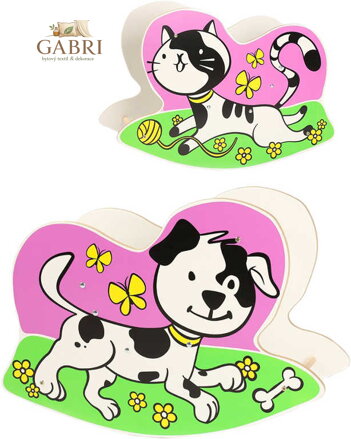 DŘEVO Houpací pes a kočka 2v1 dětské houpadlo 78x30,5x55cm