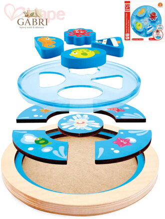 HAPE DŘEVO Baby puzzle kruhové moře skládačka v rámečku pro miminko