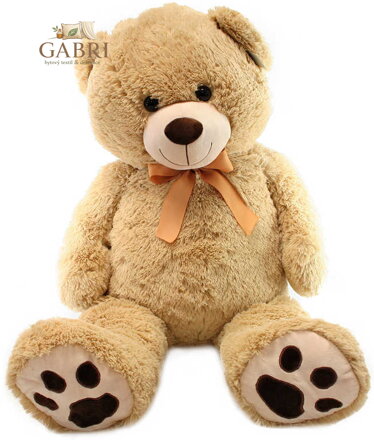 PLYŠ Medvěd hnědý světlý 100cm s mašlí *PLYŠOVÉ HRAČKY*