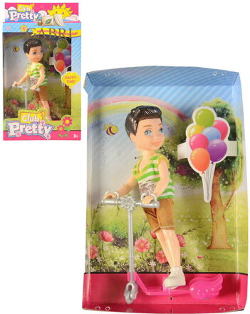 Panák kluk malý 13cm s koloběžkou herní set v krabičce