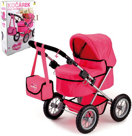 Kočárek Adélka hluboký růžový pro panenku miminko do 42cm